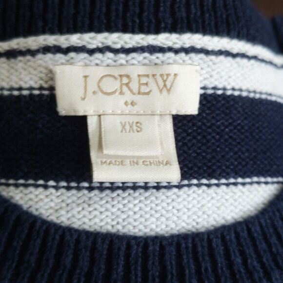 J. Crew navy blue & white striped cotton blend sweater, 3/4 length sleeves XXS - Picture 4 of 6
